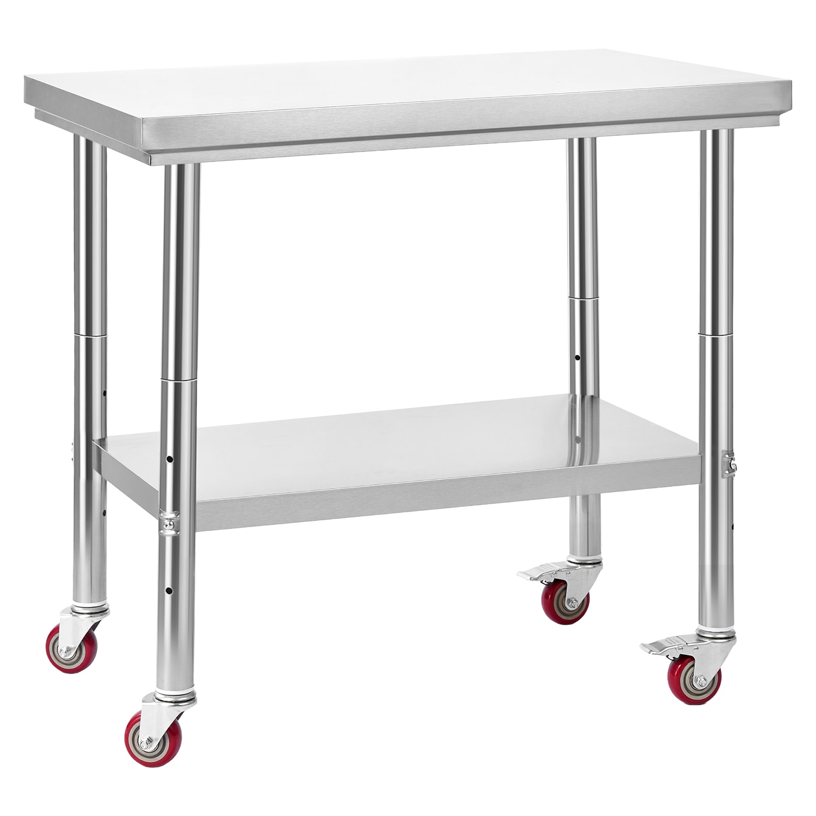 Stainless Steel Kitchen Work Table With Wheels And Undershelf_voghion.com